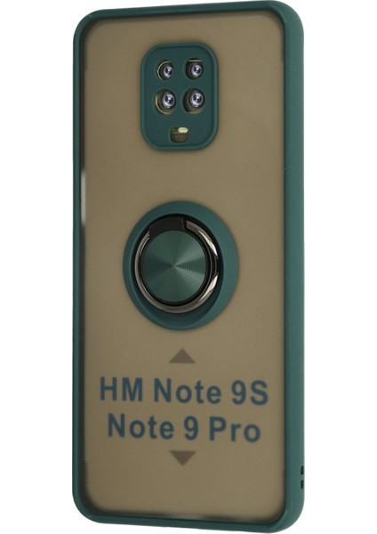 Xiaomi Redmi Note 9 Pro Kılıf Standlı Yüzüklü Buzlu Tasarım Arka Kapak - Yeşil fiyatları