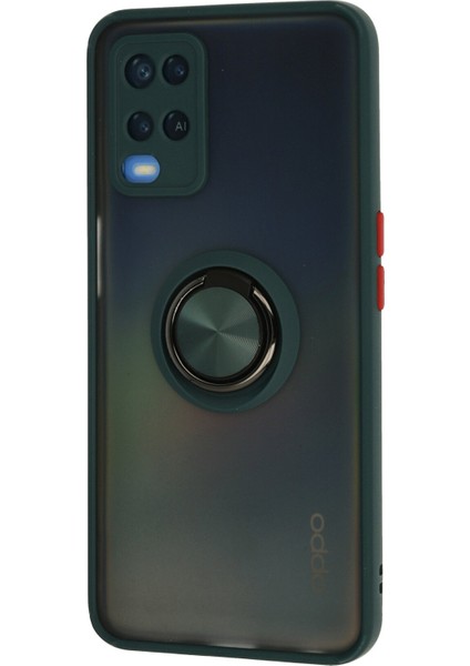 Oppo A54 4g Kılıf Standlı Yüzüklü Buzlu Tasarım Arka Kapak - Yeşil fiyatları
