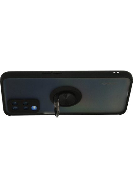Oppo A54 4g Kılıf Standlı Yüzüklü Buzlu Tasarım Arka Kapak - Siyah modelleri