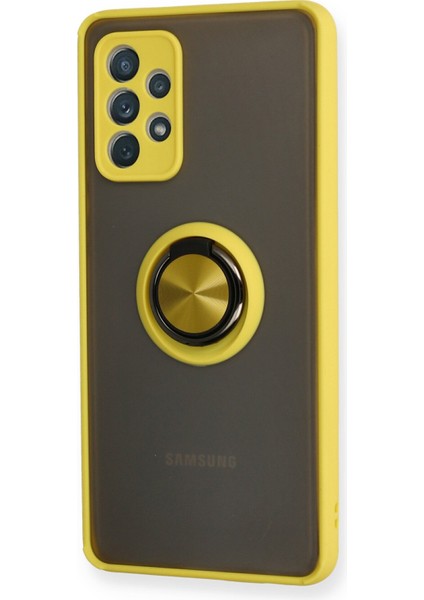 Samsung Galaxy A32 Kılıf Standlı Yüzüklü Buzlu Tasarım Arka Kapak - Sarı fiyatları