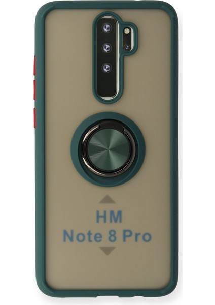 Xiaomi Redmi Note 8 Pro Kılıf Standlı Yüzüklü Buzlu Tasarım Arka Kapak - Yeşil