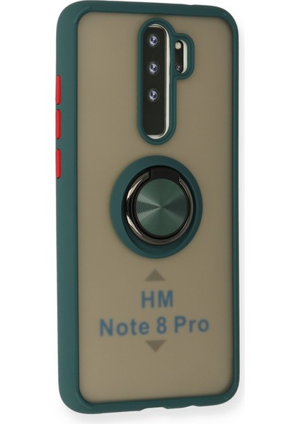 Xiaomi Redmi Note 8 Pro Kılıf Standlı Yüzüklü Buzlu Tasarım Arka Kapak - Yeşil