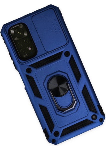 Xiaomi Redmi Note 11S Kılıf Kamera Korumalı Sürgülü Yüzüklü Armor Military Zırh Tank - Lacivert modelleri