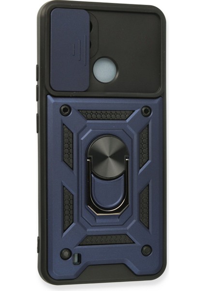 Realme C11 2021 Kılıf Kamera Korumalı Sürgülü Yüzüklü Armor Military Zırh Tank - Lacivert fiyatları