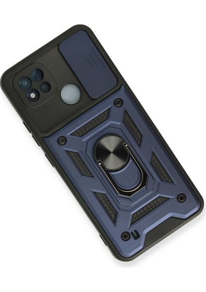 Realme C11 2021 Kılıf Kamera Korumalı Sürgülü Yüzüklü Armor Military Zırh Tank - Lacivert modelleri