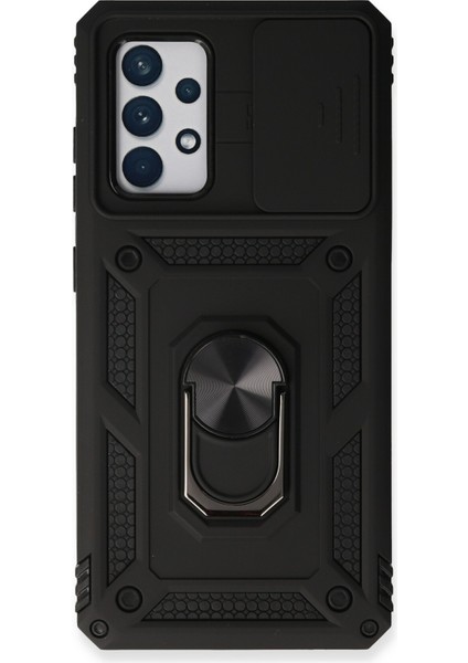 Samsung Galaxy A53 5g Kılıf Kamera Korumalı Sürgülü Yüzüklü Armor Military Zırh Tank - Siyah