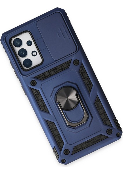 Samsung Galaxy A72 Kılıf Kamera Korumalı Sürgülü Yüzüklü Armor Military Zırh Tank - Lacivert modelleri