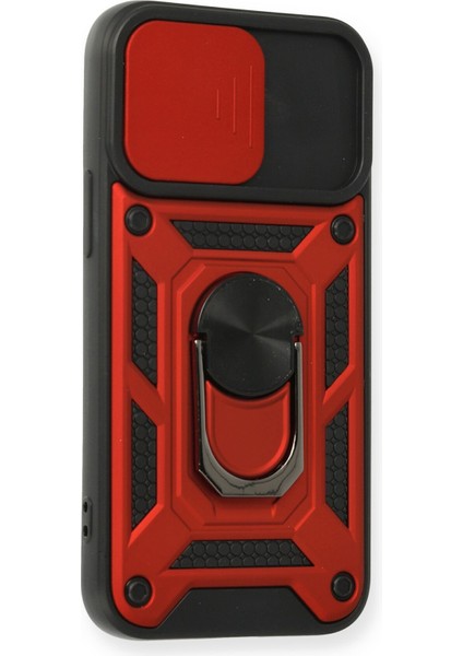 iPhone 11 Kılıf Kamera Korumalı Sürgülü Yüzüklü Armor Military Zırh Tank - Kırmızı fiyatları