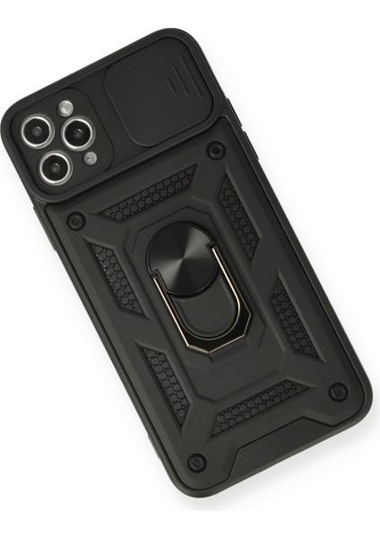 iPhone 11 Pro Max Kılıf Kamera Korumalı Sürgülü Yüzüklü Armor Military Zırh Tank - Siyah modelleri