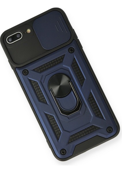 iPhone 7 Plus Kılıf Kamera Korumalı Sürgülü Yüzüklü Armor Military Zırh Tank - Lacivert modelleri
