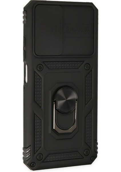 Xiaomi Redmi Note 11S Kılıf Kamera Korumalı Sürgülü Yüzüklü Armor Military Zırh Tank - Siyah