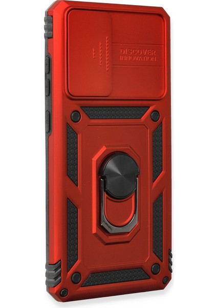 Samsung Galaxy A53 5g Kılıf Kamera Korumalı Sürgülü Yüzüklü Armor Military Zırh Tank - Kırmızı fiyatları