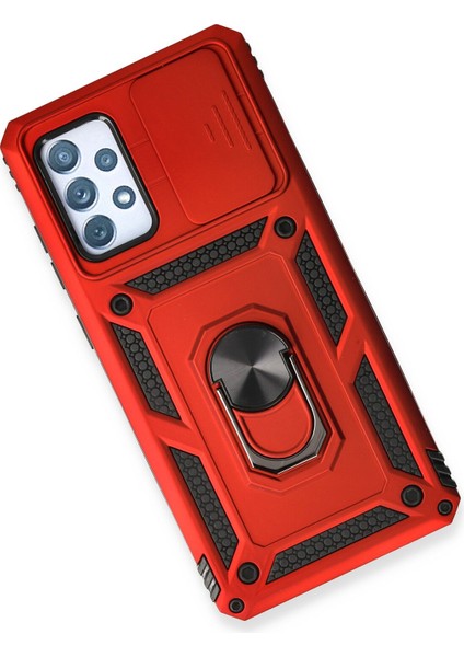 Samsung Galaxy A53 5g Kılıf Kamera Korumalı Sürgülü Yüzüklü Armor Military Zırh Tank - Kırmızı modelleri