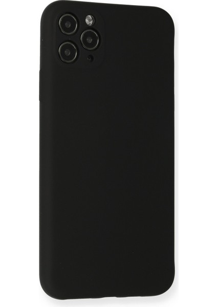 iPhone 11 Pro Max Kılıf Lansman Içi Kadife Lüx Tasarım Silikon Kapak - Siyah