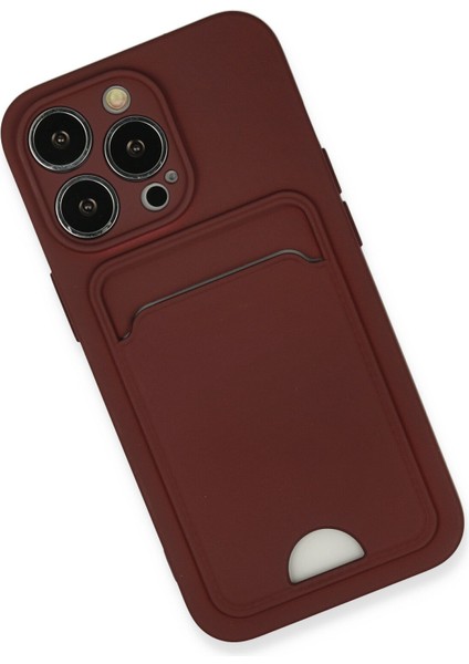 Aqua Aksesuar iPhone 13 Pro Kılıf Kartvizitli Yeni Tasarım Soft Dizayn - Bordo