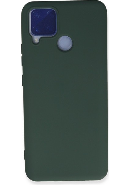 Realme C15 Kılıf Lansman Içi Kadife Lüx Tasarım Silikon Kapak - Koyu Yeşil
