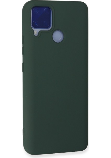 Realme C15 Kılıf Lansman Içi Kadife Lüx Tasarım Silikon Kapak - Koyu Yeşil modelleri