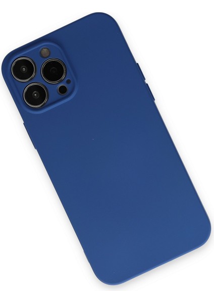 iPhone 13 Pro Max Kılıf Lansman Içi Kadife Lüx Tasarım Silikon Kapak - Lacivert