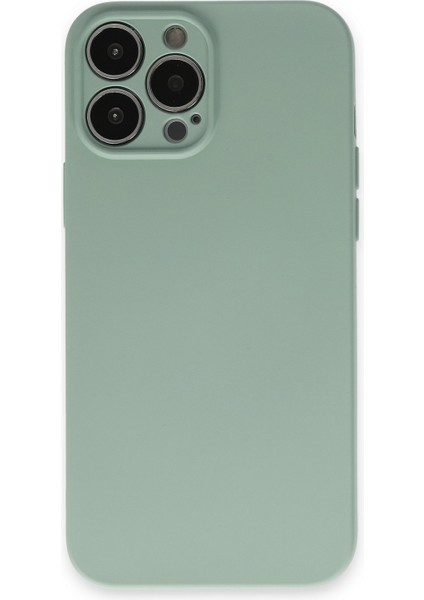 iPhone 13 Pro Max Kılıf Lansman Içi Kadife Lüx Tasarım Silikon Kapak - Su Yeşili