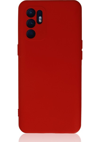 Oppo Reno 6 Kılıf Lansman Içi Kadife Lüx Tasarım Silikon Kapak - Kırmızı