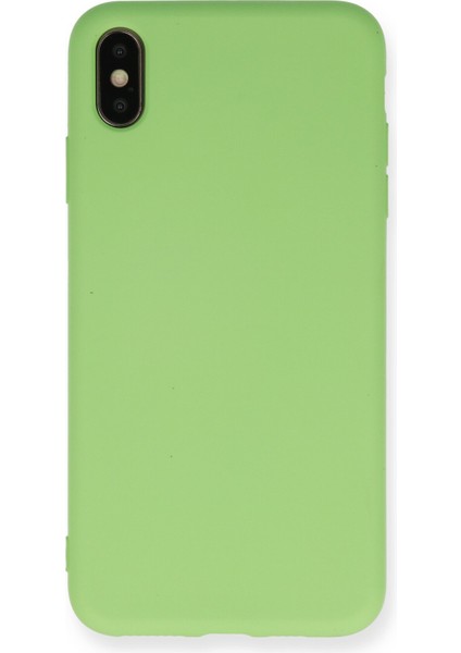 iPhone Xs Max Kılıf Lansman Içi Kadife Lüx Tasarım Silikon Kapak - Açık Yeşil