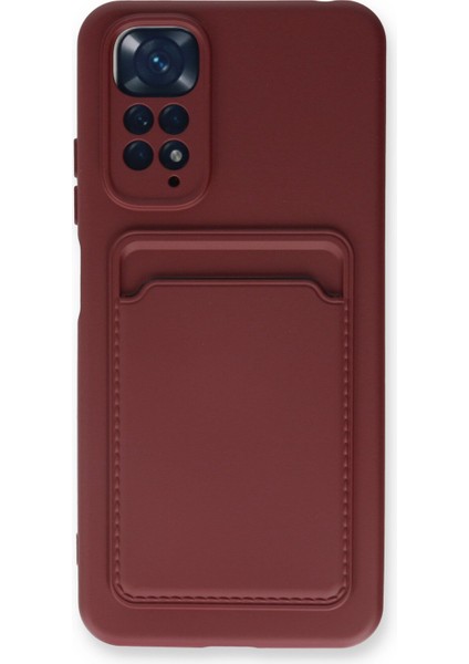 Xiaomi Redmi Note 11 Kılıf Kartvizitli Yeni Tasarım Soft Dizayn - Bordo