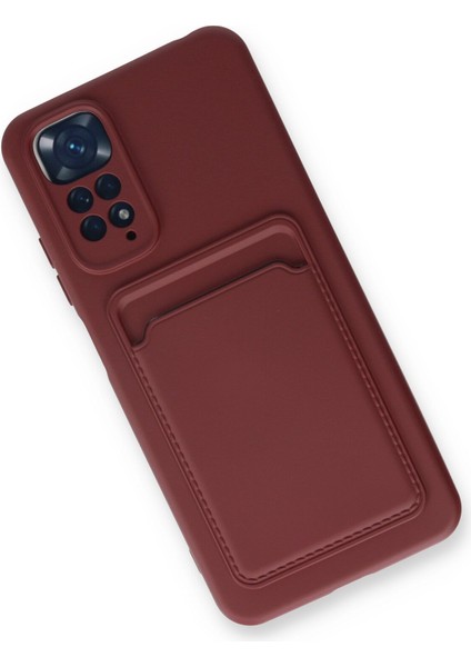 Xiaomi Redmi Note 11 Kılıf Kartvizitli Yeni Tasarım Soft Dizayn - Bordo