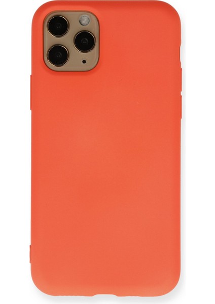 iPhone 11 Pro Kılıf Lansman Içi Kadife Lüx Tasarım Silikon Kapak - Turuncu