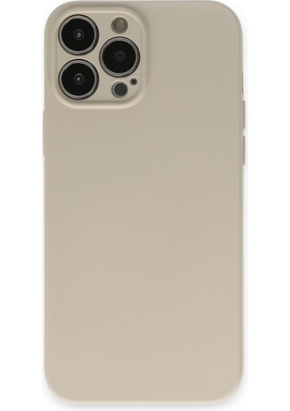iPhone 13 Pro Max Kılıf Lansman Içi Kadife Lüx Tasarım Silikon Kapak - Bej