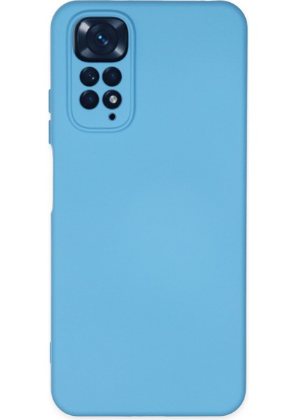 Xiaomi Redmi Note 11 Kılıf Lansman Içi Kadife Lüx Tasarım Silikon Kapak - Mavi
