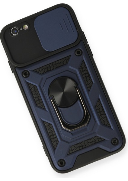 iPhone 6 Kılıf Kamera Korumalı Sürgülü Yüzüklü Armor Military Zırh Tank - Lacivert modelleri
