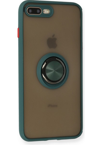 iPhone 8 Plus Kılıf Standlı Yüzüklü Buzlu Tasarım Arka Kapak - Yeşil fiyatları
