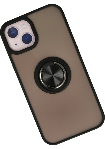 iPhone 13 Kılıf Standlı Yüzüklü Buzlu Tasarım Arka Kapak - Siyah fiyatları