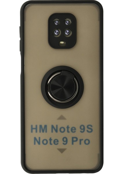Xiaomi Redmi Note 9 Pro Kılıf Standlı Yüzüklü Buzlu Tasarım Arka Kapak - Siyah