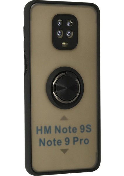 Xiaomi Redmi Note 9 Pro Kılıf Standlı Yüzüklü Buzlu Tasarım Arka Kapak - Siyah fiyatları