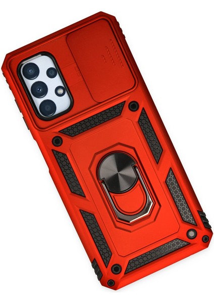 Samsung Galaxy A33 5g Kılıf Kamera Korumalı Sürgülü Yüzüklü Armor Military Zırh Tank - Kırmızı modelleri