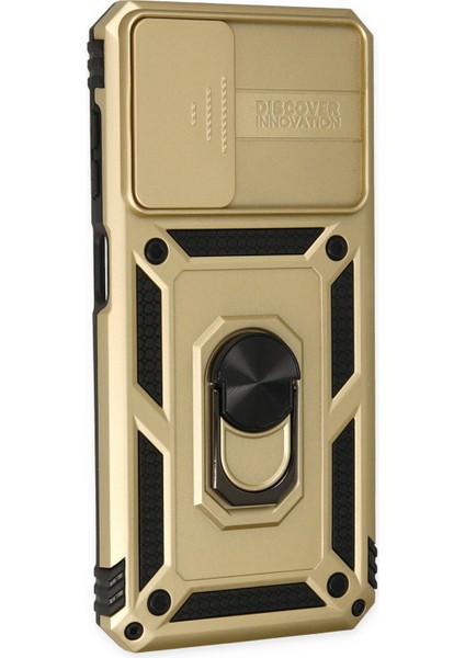 Samsung Galaxy A13 4g Kılıf Kamera Korumalı Sürgülü Yüzüklü Armor Military Zırh Tank - Gold fiyatları