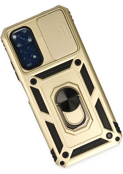 Xiaomi Redmi Note 11 Kılıf Kamera Korumalı Sürgülü Yüzüklü Armor Military Zırh Tank - Gold fiyatları