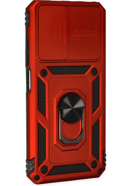 Xiaomi Redmi Note 11S Kılıf Kamera Korumalı Sürgülü Yüzüklü Armor Military Zırh Tank - Kırmızı modelleri