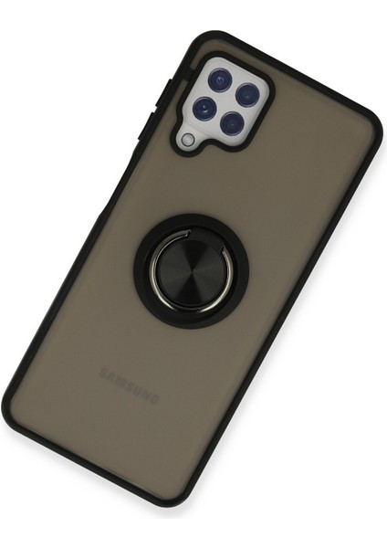 Samsung Galaxy M32 Kılıf Standlı Yüzüklü Buzlu Tasarım Arka Kapak - Siyah fiyatları