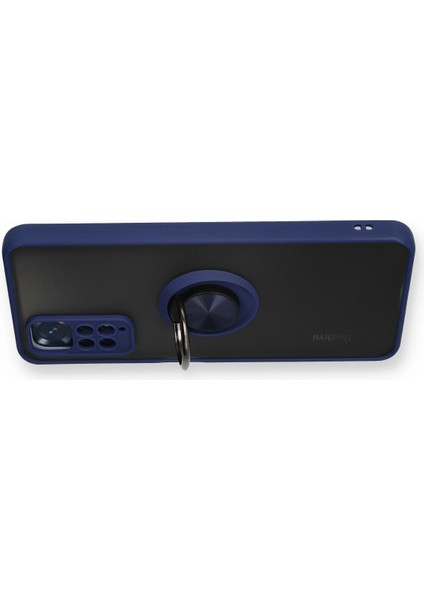 Xiaomi Redmi Note 11 Kılıf Standlı Yüzüklü Buzlu Tasarım Arka Kapak - Lacivert modelleri