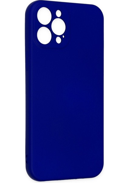 iPhone 12 Pro Max Kılıf Lansman Içi Kadife Lüx Tasarım Silikon Kapak - Lacivert