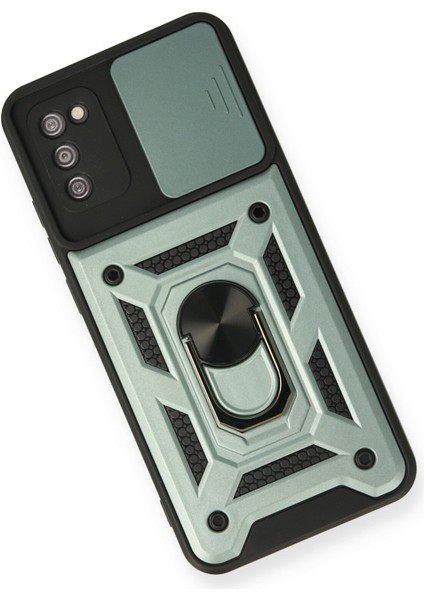 Samsung Galaxy A02S Kılıf Kamera Korumalı Sürgülü Yüzüklü Armor Military Zırh Tank - Yeşil modelleri