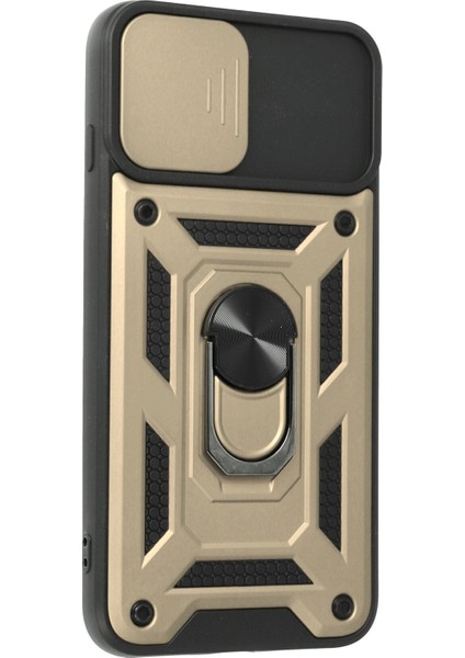 iPhone 7 Plus Kılıf Kamera Korumalı Sürgülü Yüzüklü Armor Military Zırh Tank - Gold fiyatları