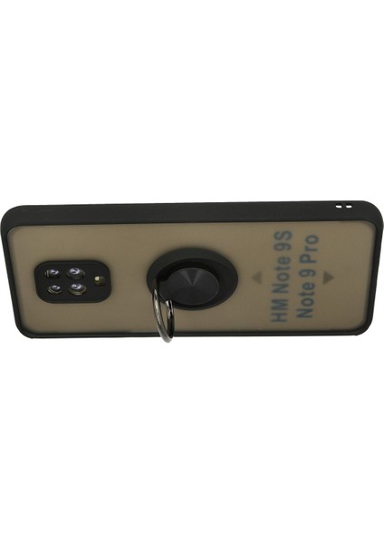 Xiaomi Redmi Note 9s Kılıf Standlı Yüzüklü Buzlu Tasarım Arka Kapak - Siyah modelleri