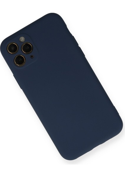 iPhone 11 Pro Kılıf Lansman Içi Kadife Lüx Tasarım Silikon Kapak - Lacivert