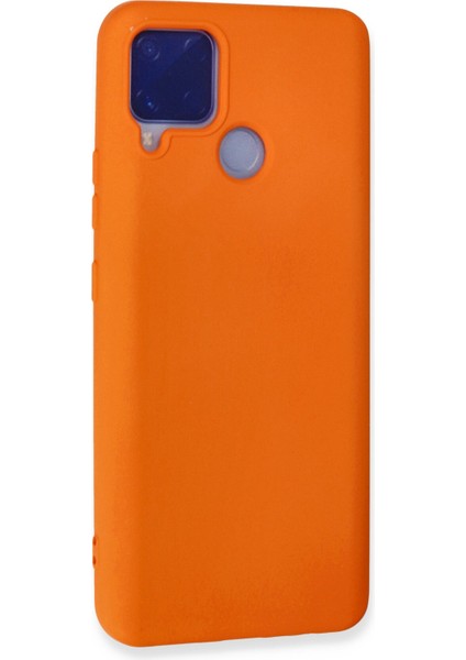 Realme C15 Kılıf Lansman Içi Kadife Lüx Tasarım Silikon Kapak - Turuncu modelleri