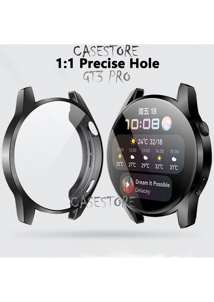 Huawei Watch Gt3 Pro 43MM Uyumlu Ekran ve Kasa Koruyucu Silikon 360 Derece Tam Kaplar Gard Military Zırh Tank