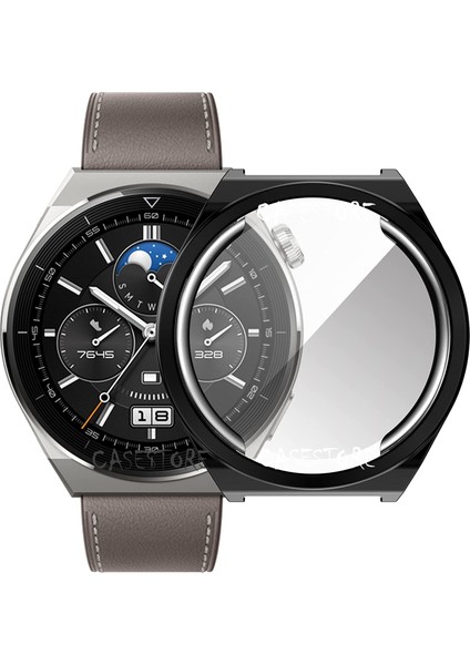 Huawei Watch Gt3 Pro 43MM Uyumlu Ekran ve Kasa Koruyucu Silikon 360 Derece Tam Kaplar Gard Military Zırh Tank