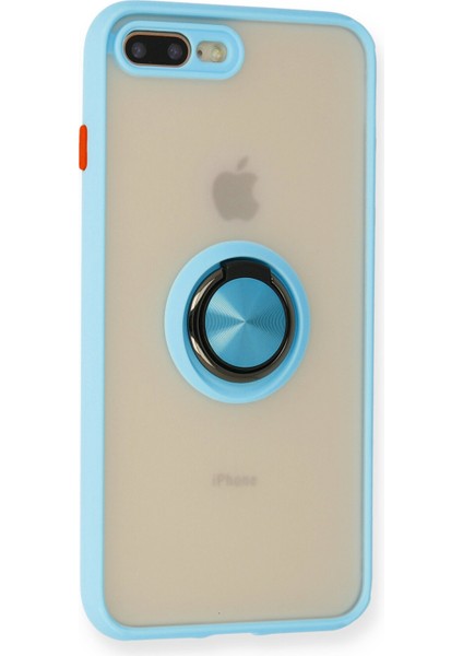 iPhone 8 Plus Kılıf Standlı Yüzüklü Buzlu Tasarım Arka Kapak - Buz Mavi fiyatları